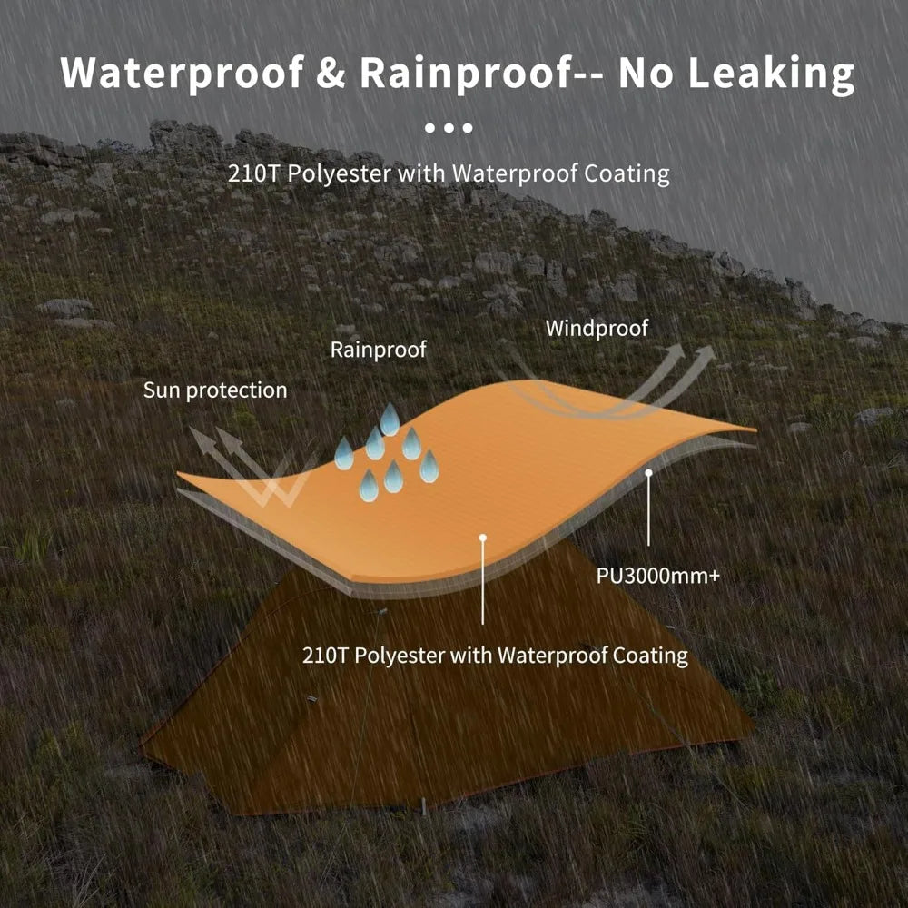 Cloud-Up 3 Person Lightweight Backpacking Tent with Footprint - 3 Season Free Standing Dome Camping Hiking Waterproof Backpack