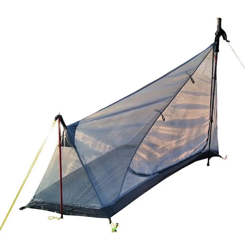 Outdoor Ultralight 800g One Person Camping Tent Ultralight 15D Silicone Coated Rainproof Camping Tent Shelter (No Pole)