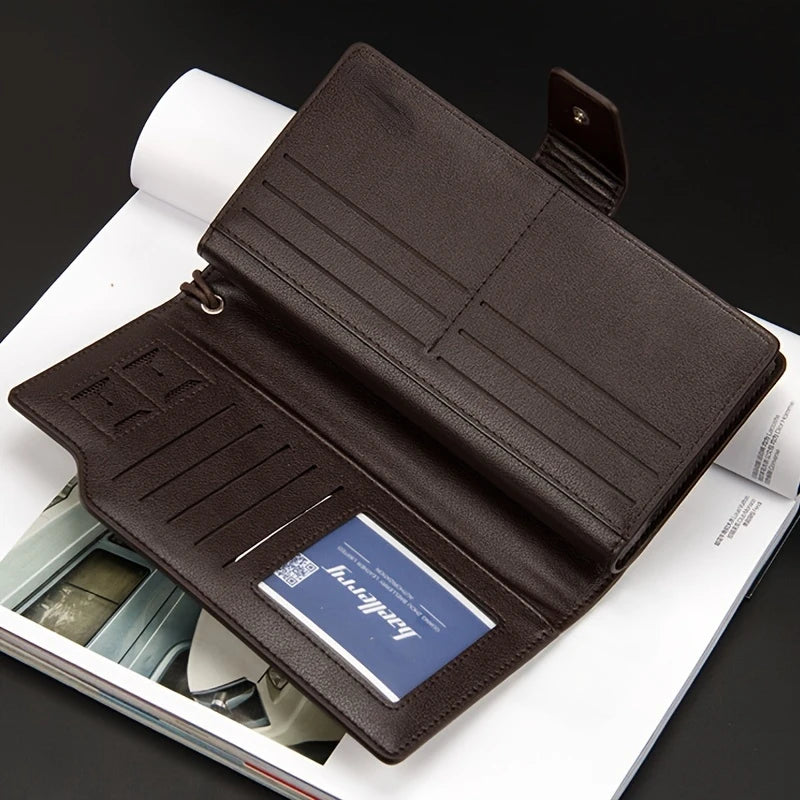 Men Clutch Long Handbag Card Holder Money Purse Mobile Phone Bag Large Capacity Wristlet Leather Wallet