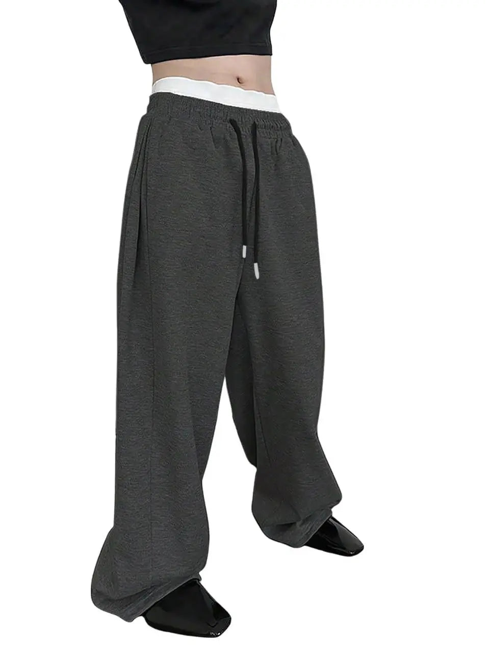 2025 men's sweatpants with drawstring waist, straight leg, wide leg, loose fit, sports pants with pockets