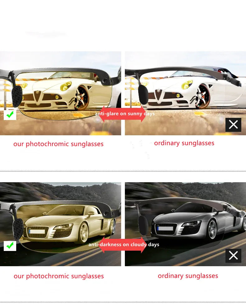 Men Women Photochromic Sunglasses Polarized Driving Chameleon Glasses Color Change Sun Glasses Day Night Vision Driver Eyewear