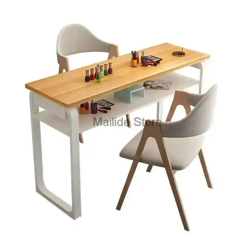 Double Minimalist Wrought Professional Iron Nail Tables Manicure Table Fashion Salon Furniture for Beauty Salon Nail Table Chair