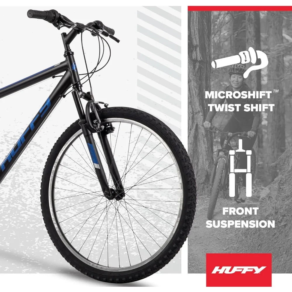 Rugged Dual-Gender Mountain Bike with 20, 24, or 26 Inch Wheels, 6 or 21 Speed Shimano Shifting, Front Suspension
