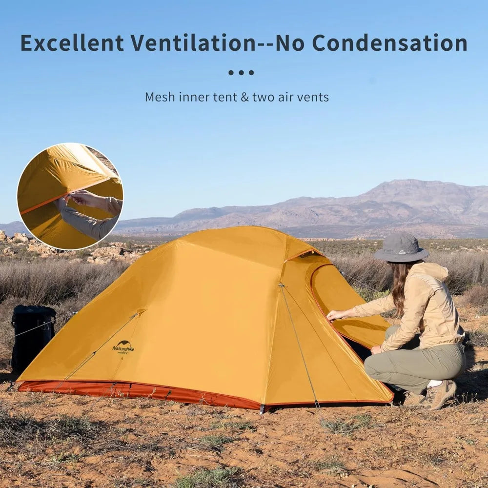 Cloud-Up 3 Person Lightweight Backpacking Tent with Footprint - 3 Season Free Standing Dome Camping Hiking Waterproof Backpack
