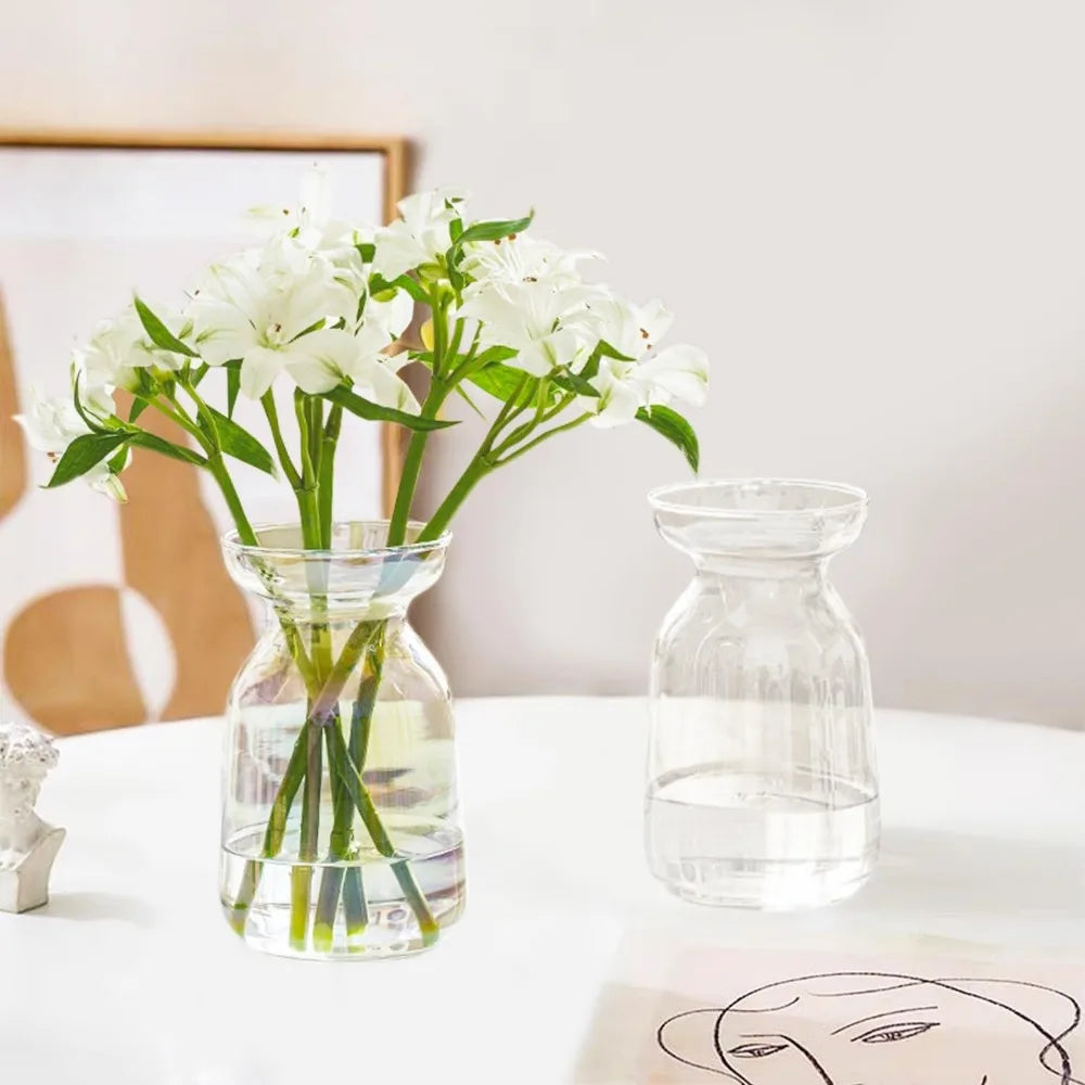 glass vases for decor, modern decorative flower vase centerpieces table home indoor desk decor living room, kitchen, office wed