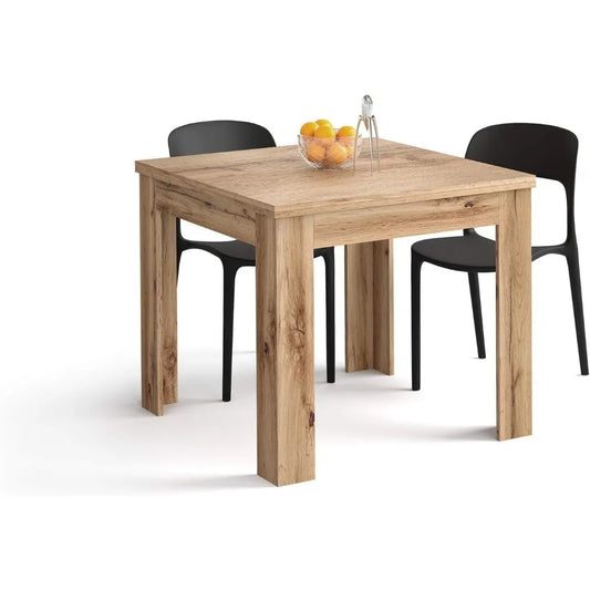 , Square extendable Dining Table, Eldorado, 35.4(70.9) x35.4 in, Rustic Oak, for 4-8 People, Expandable Dining Table for Kitchen