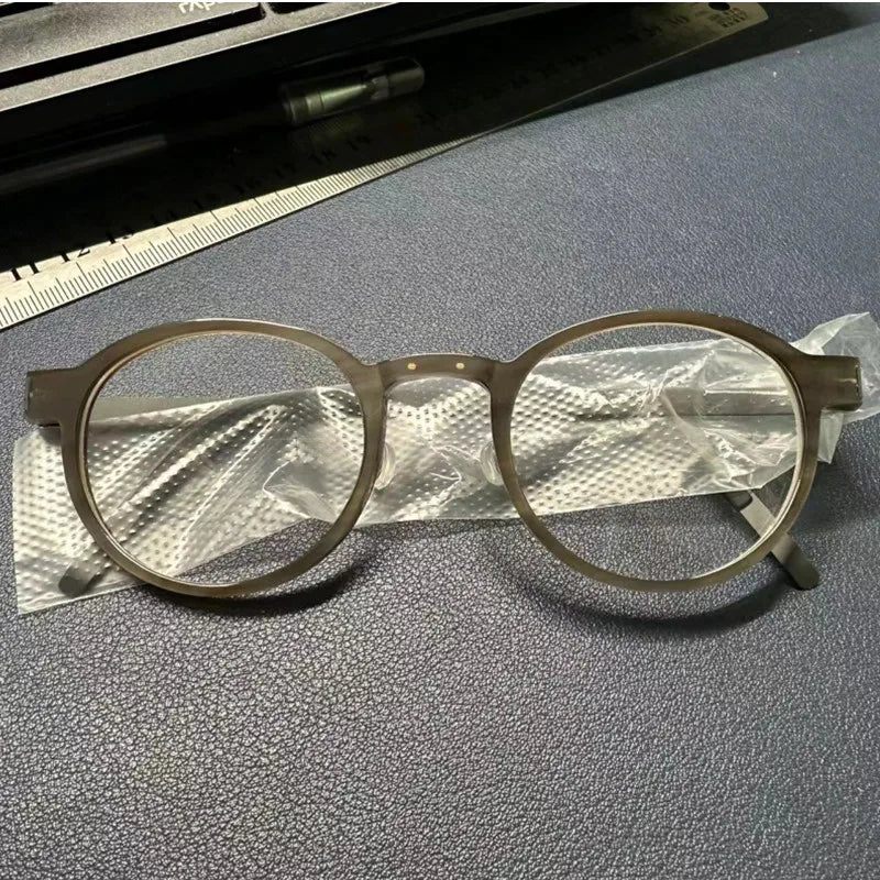 Buffalo Horn Titanium Glasses Frame Men Women Retro Round Myopia Optical Eyewear Denmark Prescription Eyeglasses Frames 1823
