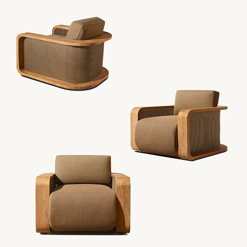 Teak Garden Set Outdoor Furniture Villa Wooden Teak Sofa Set Private Garden Sofa Hotel Outdoor Patio Teak Sofa