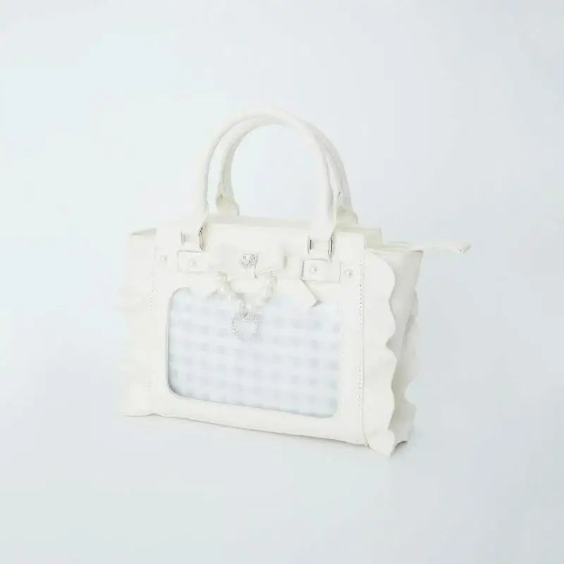 Harajuku Square Pink Ita Bag Women New Japanese Pearl Handle Messenger Bag Wallet Female Sweet Cute Crossbody Bags Aesthetic