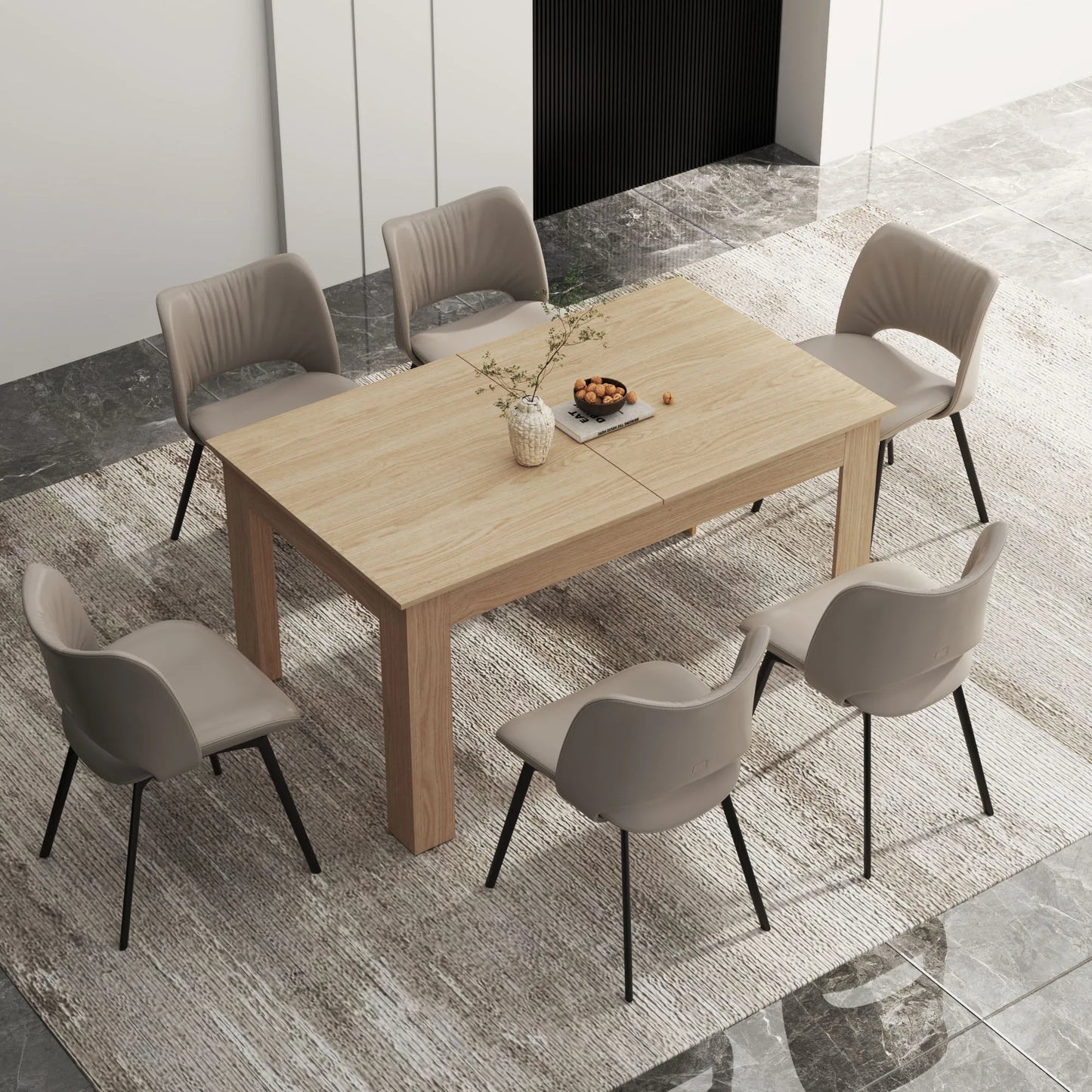 Extendable Dining Table for 6-10 Person, Wooden Dining Room Table, Modern Extendable Table for Gatherings, Meeting for Kitchens