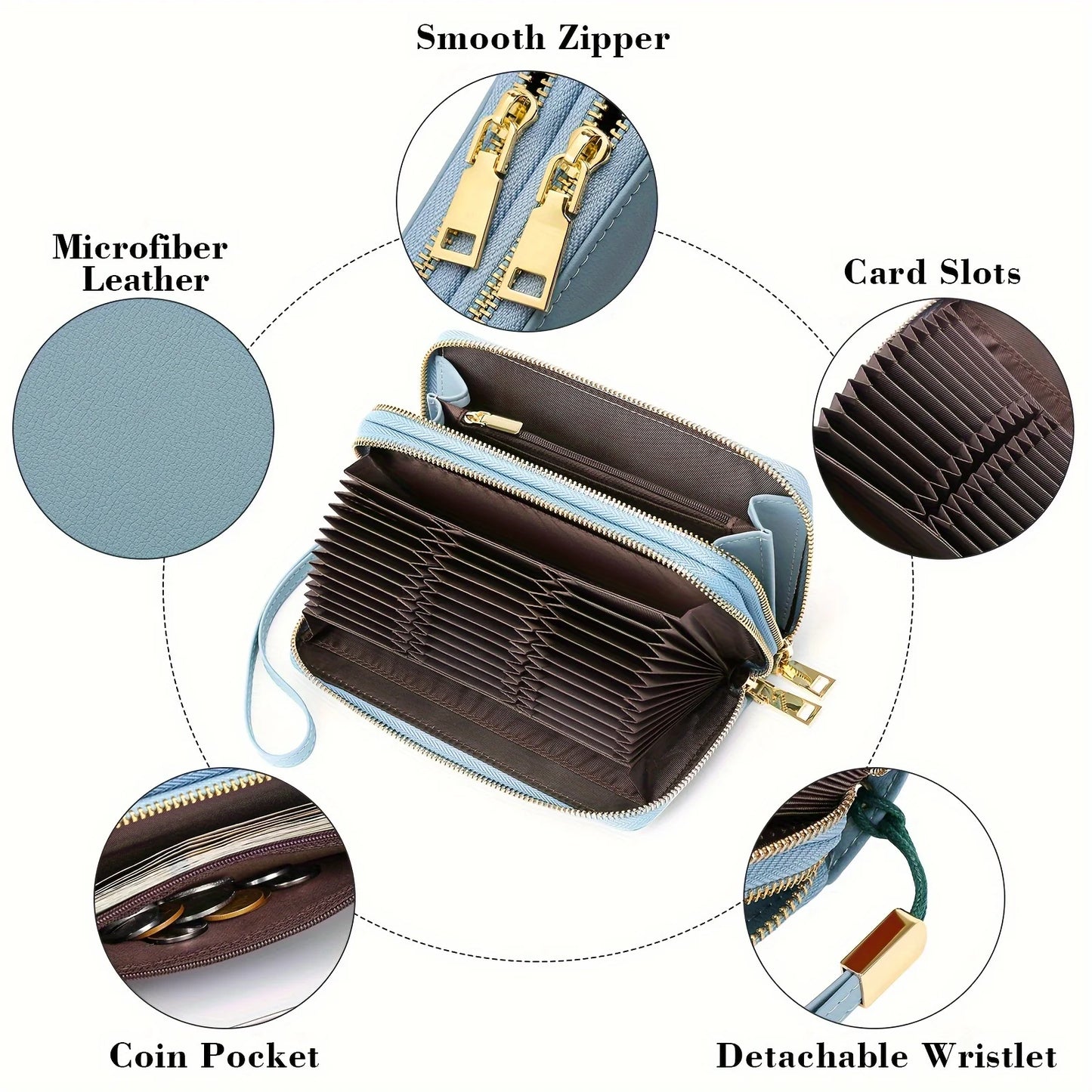 Long Wallet, Multi Slots Large Capacity Purse, Wipeable, Polyester Lining, RFID Blocking, Minimalist Style Best Gift Wallet