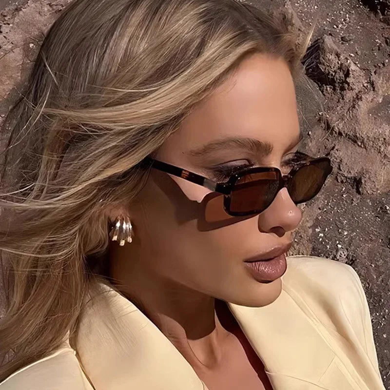 Luxurious Rectangle Sunglasses Women Oval Vintage Brand Designer Square Sun Glasses Men Shades Female Eyewear