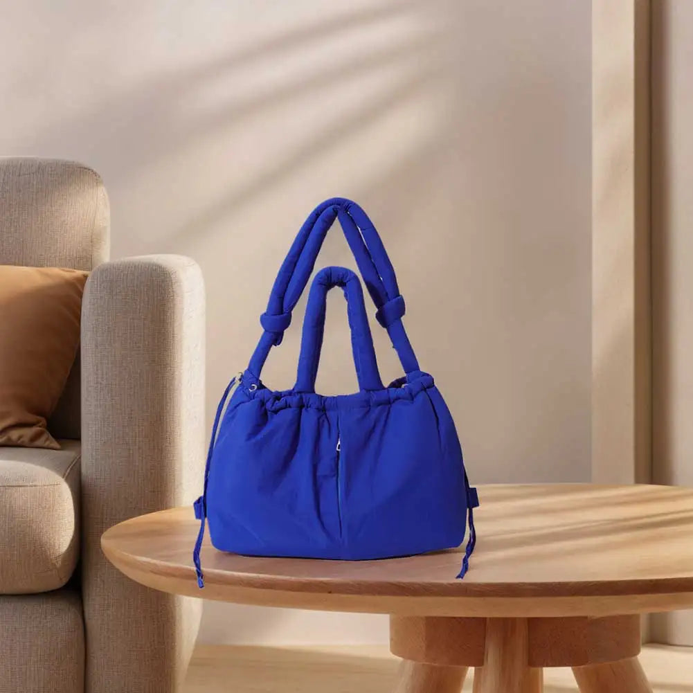 Puffer Tote Bag for Women Adjustable Strap Shoulder Bag Nylon Large Capacity Puffy Purse for Shopping Travel