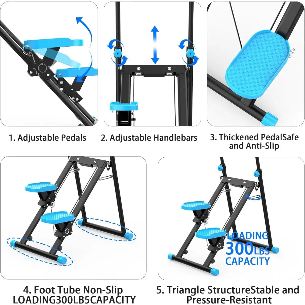 Compact Vertical Climber for Home Fitness: Foldable Stair Stepper for Total Body Cardio Workout