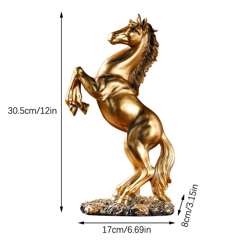 Resin Statue Golden White Black Horse Figure Nordic Abstract Ornaments Figurines For Interior Sculpture Room Home Decor