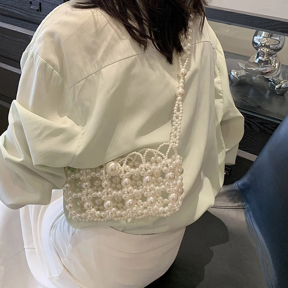 Beading Underarm Bag Handmade Beaded Women Evening Messenger Bags Retro Pearl Exquisite Elegant Shiny Banquet Party Bag