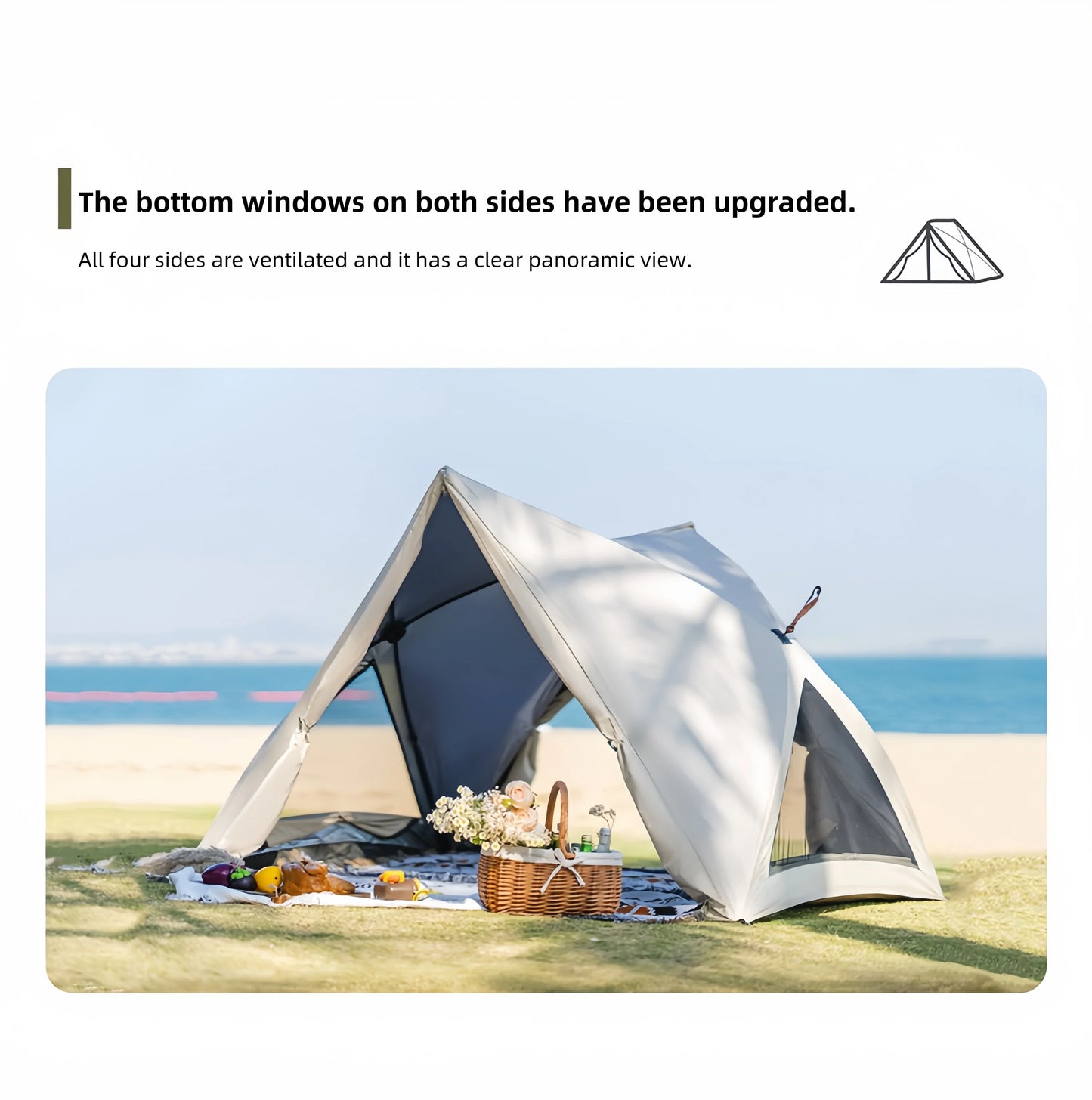 Camping Tent Beach Tent 3-4 Person Family Foldable Shelter Waterproof Automatic Setup For Camping Hiking Traveling