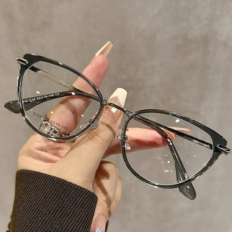 2PCS Cat Eye Frame Glasses Women Anti Blue Light  Glasses Retro Optical Glasses