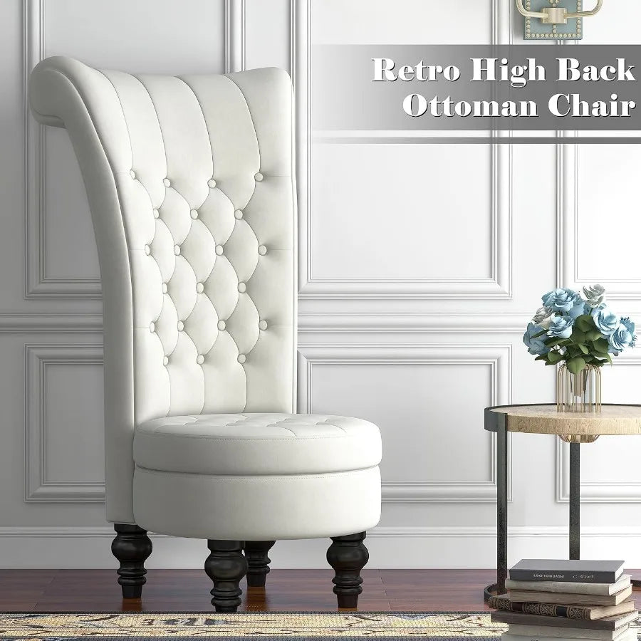 Dutch Velvet High Back Chair Living Room Furniture Royal Accent Seat Throne Chairs Simply Elegant Style for Living Room Bedroom