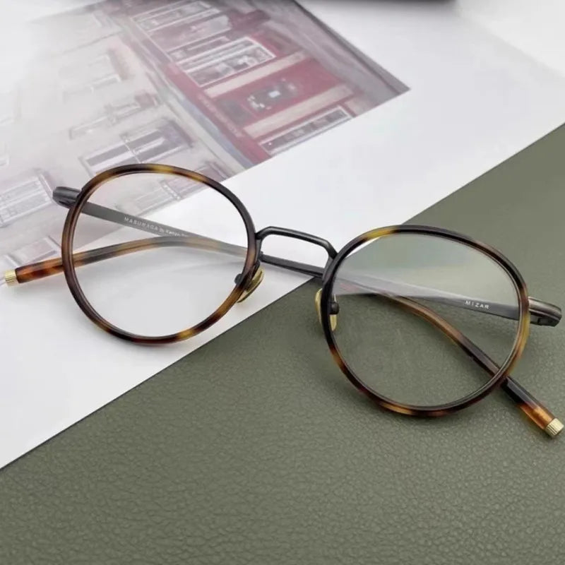 Original Japanese Handmade Titanium Eyeglasses For Men Round John Depp Vintage Glasses Frame Myopia Prescription Eyeglass Frames