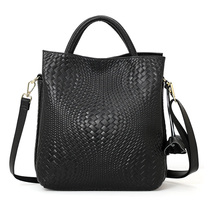 Aidrani Genuine leather fashion women's handbag large capacity luxury weaving patterns 100% soft cowhide bag