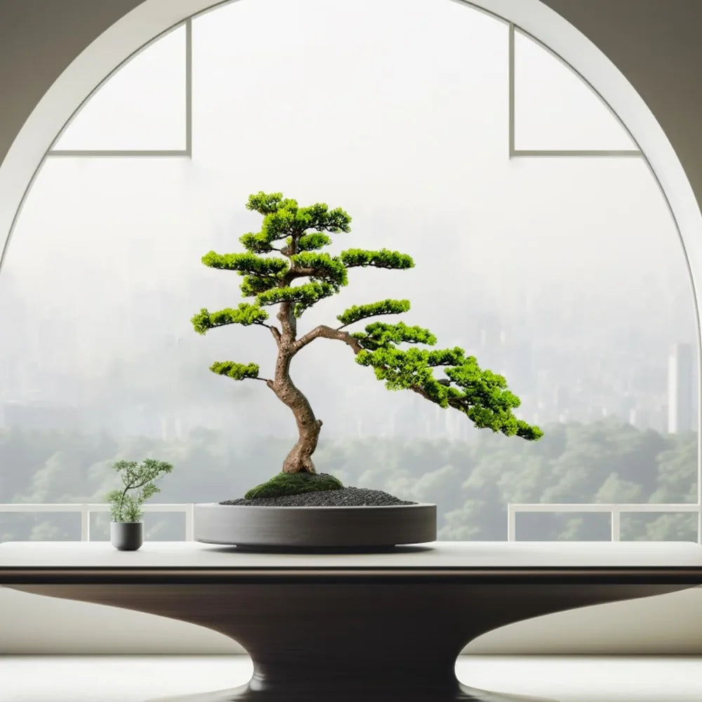 3ft（43in） Artificial Bonsai Tree Juniper Faux Plants Indoor Big Fake Plants Decor with Ceramic Pots for Home Table Office Desk B