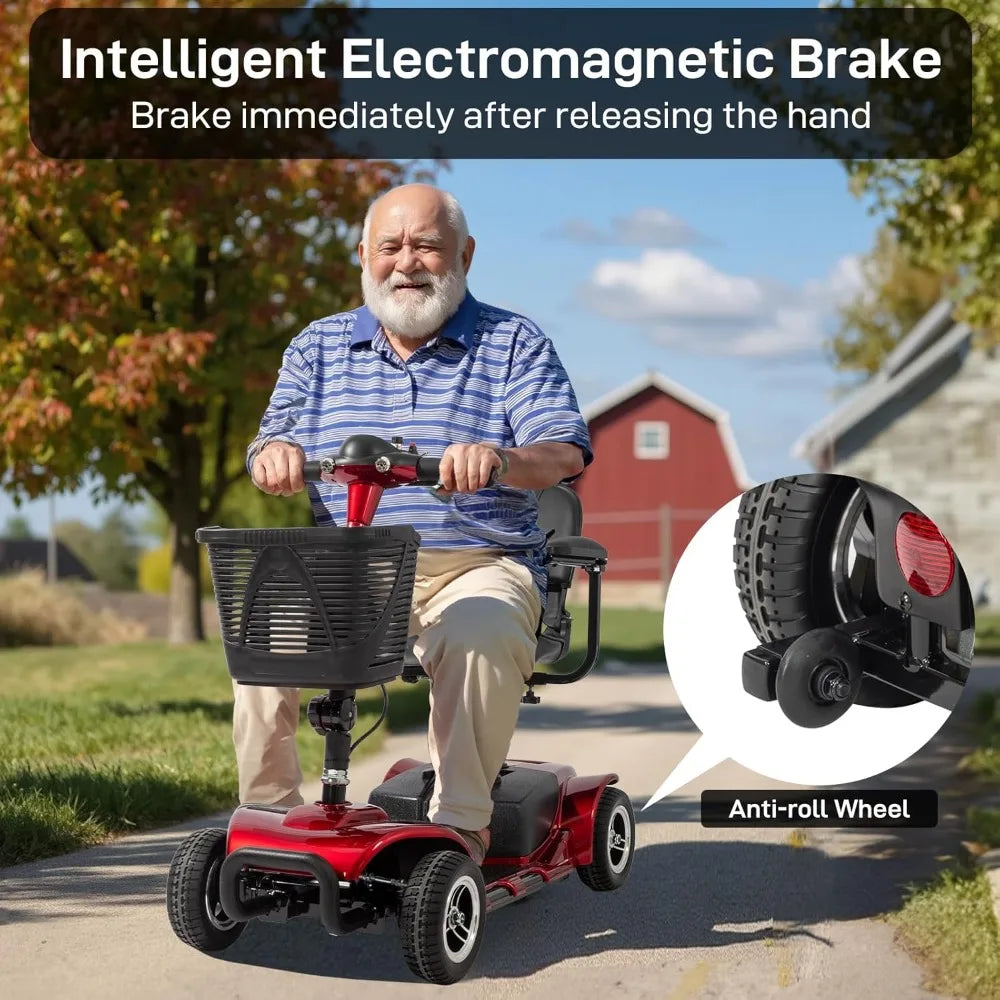 New upgrade-4 Wheel Mobility Scooter, Foldable Electric Scooter for Adults and Senior, Compact Heavy Duty Mobile Powered