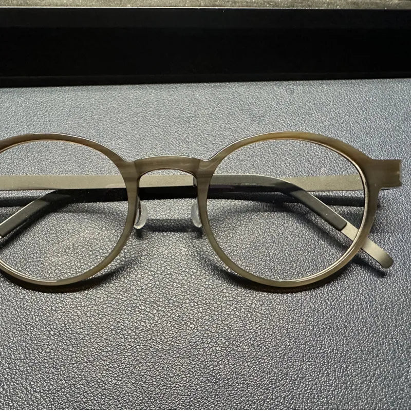 Buffalo Horn Titanium Glasses Frame Men Women Retro Round Myopia Optical Eyewear Denmark Prescription Eyeglasses Frames 1823