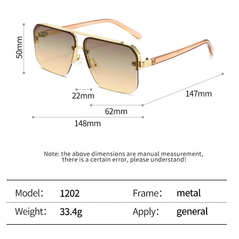 2025 New Square Box Sunglasses Trend Fashion Sunglasses Men And Women Half -frame Car Sunglasses 1202