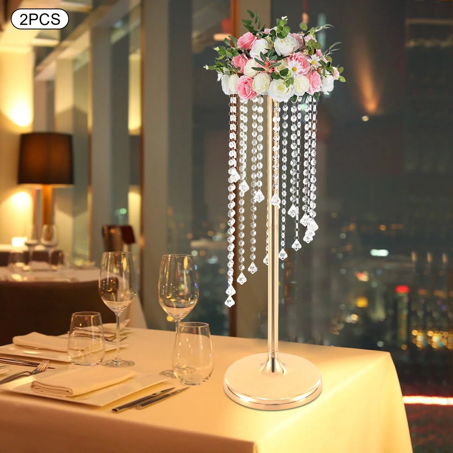 2 Pcs Large Flower Vase Table Desk Decor Wedding Home Decor Wedding Centerpieces Gold Vases 70cm Tall