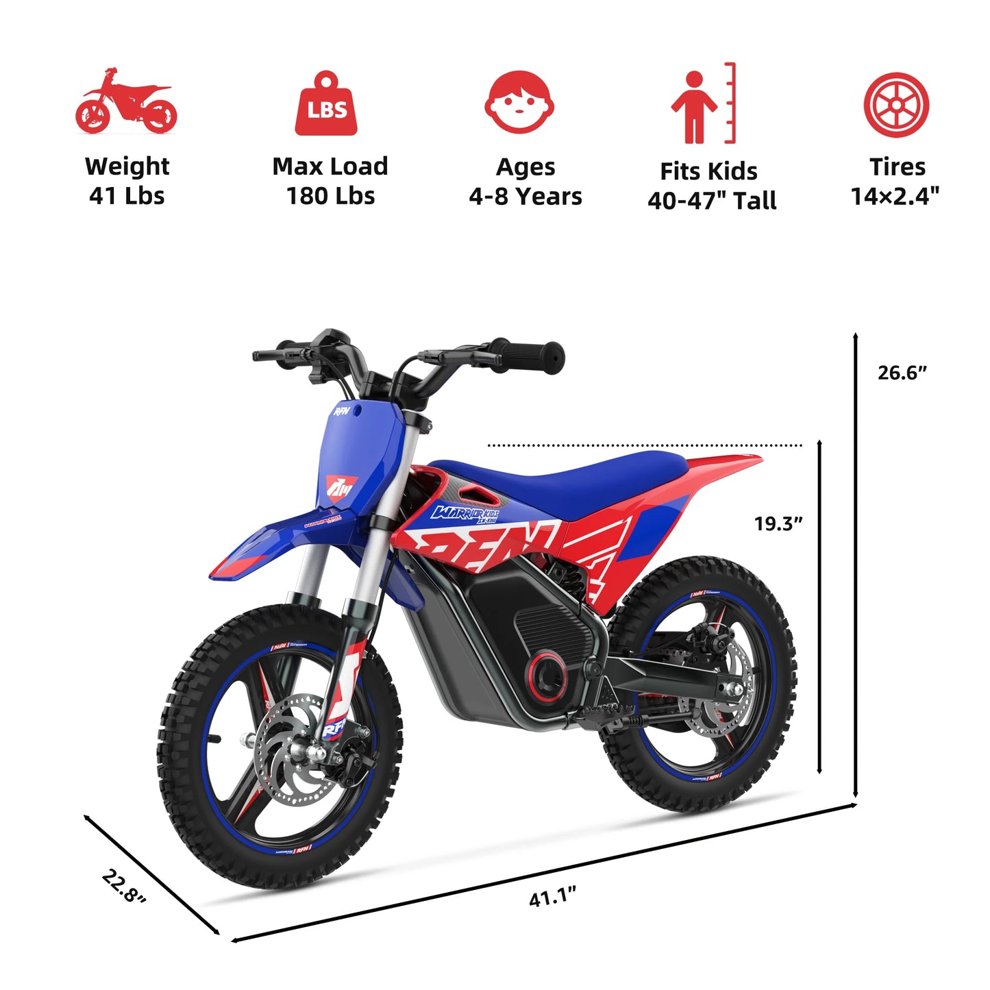 RFN Electric Dirt Bike For Kids-Motorcycle With 700W | 21.7 mph Max Speed, 15.5-Mile Range & 3 Speeds Off-Road Bike for Ages 4-8
