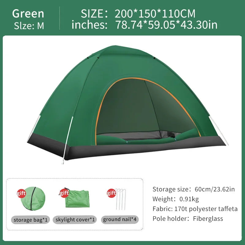 2-3Person Outdoor Pop Up Tent Waterproof Automatic Camping UV Protection Tents Llightweight Instant Setup Tourist Sun Shelter