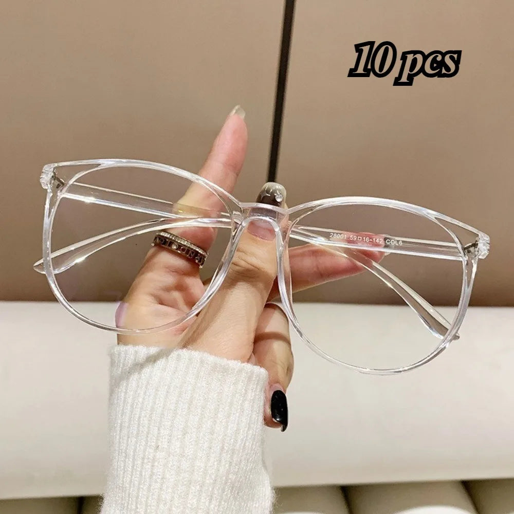 10PCS Fashion Oval Glasses  Anti Radiation Retro Eyeglasses for Woman Men  Anti Blue Light Eyewear