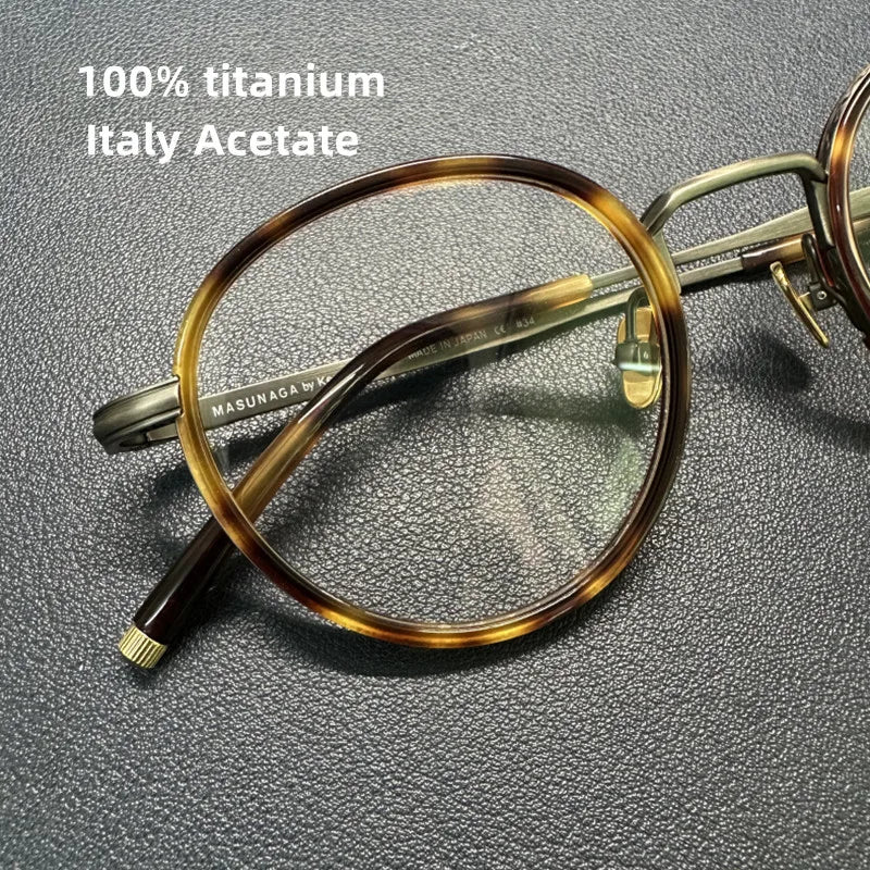 Original Japanese Handmade Titanium Eyeglasses For Men Round John Depp Vintage Glasses Frame Myopia Prescription Eyeglass Frames