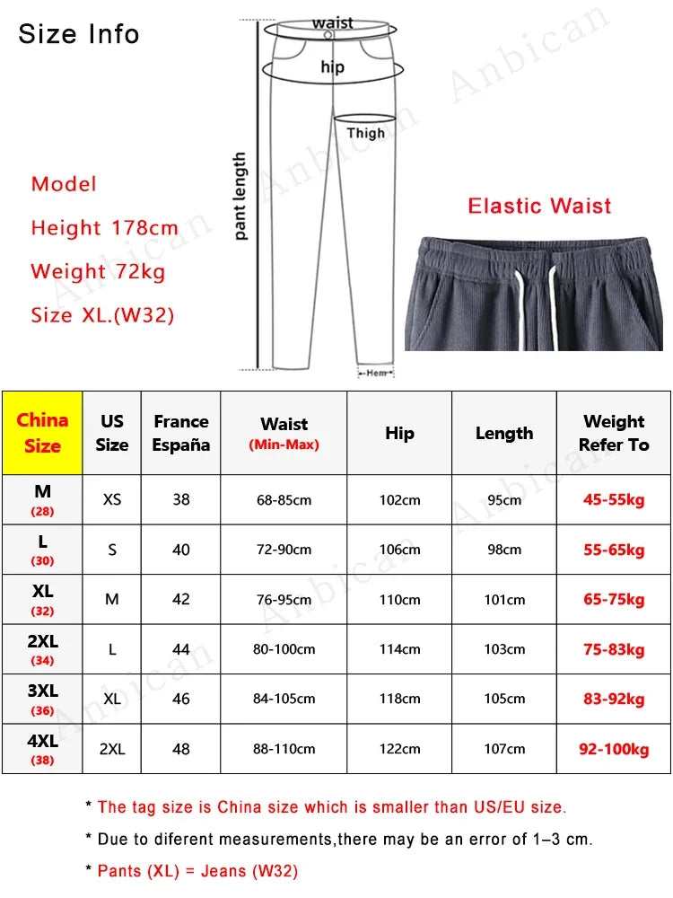 Winter Thick Warm Corduroy Sweatpants Men Fleece Liner Drawstring Straight Loose Track Pants Male Casual Fleece Thermal Trousers