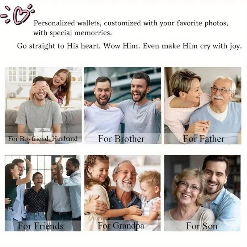 Women Short Custom Engraved Photo Name Wallet for Her Personalized Birthday Valentine's Gift Pink Leather Wallet Anniversary