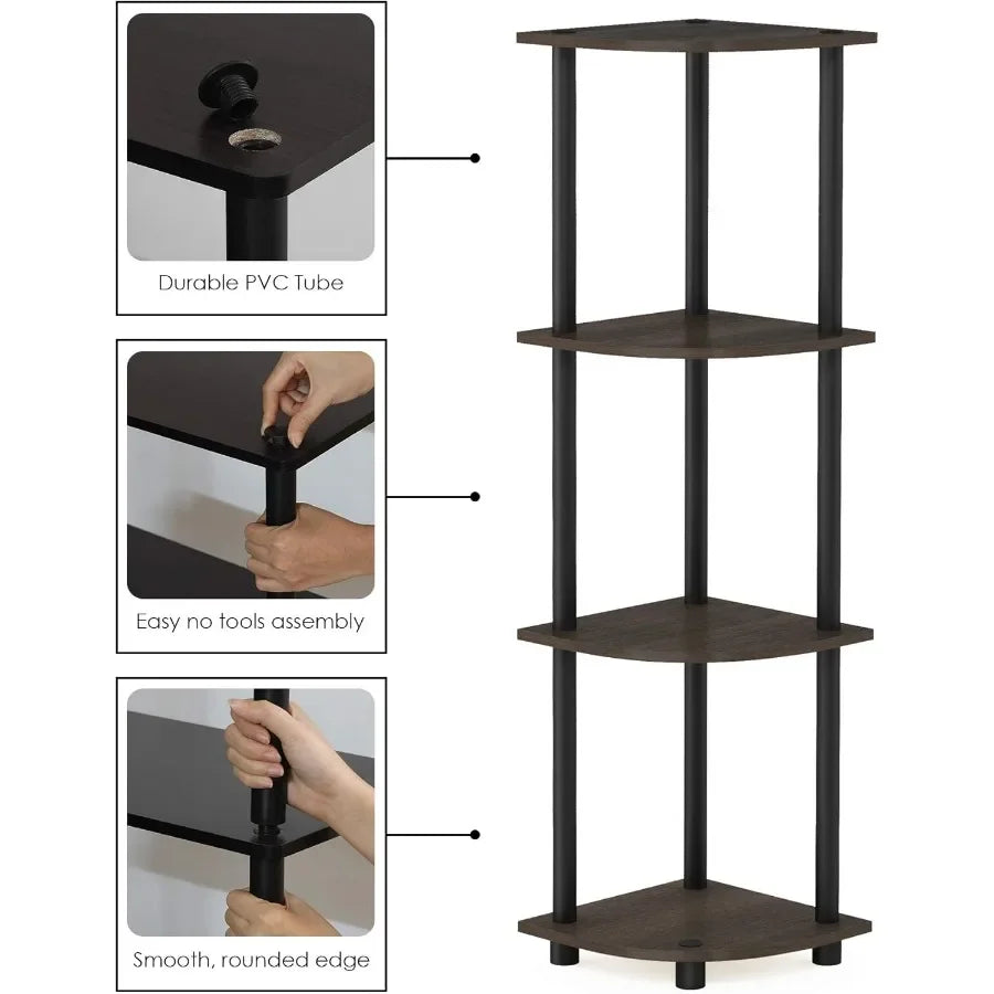 4-Tier Corner Shelf Organizer, Multifunctional Storage Rack for Kitchen Bathroom Pantry