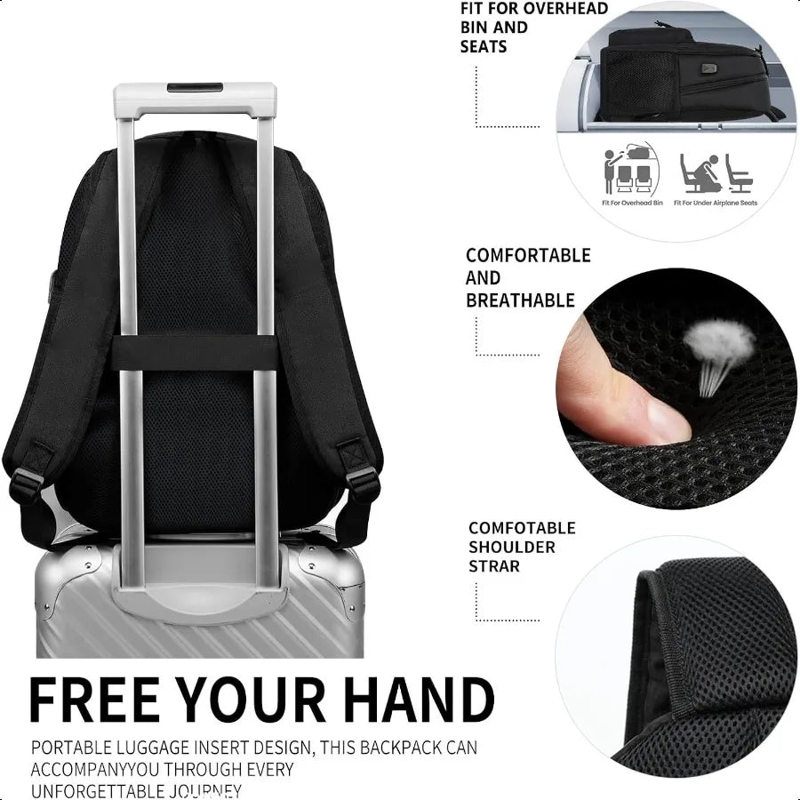 Backpack for Men Women Black School Backpack for Girls Boys Teens Backpacks for School Bookbag for College High Middle School B