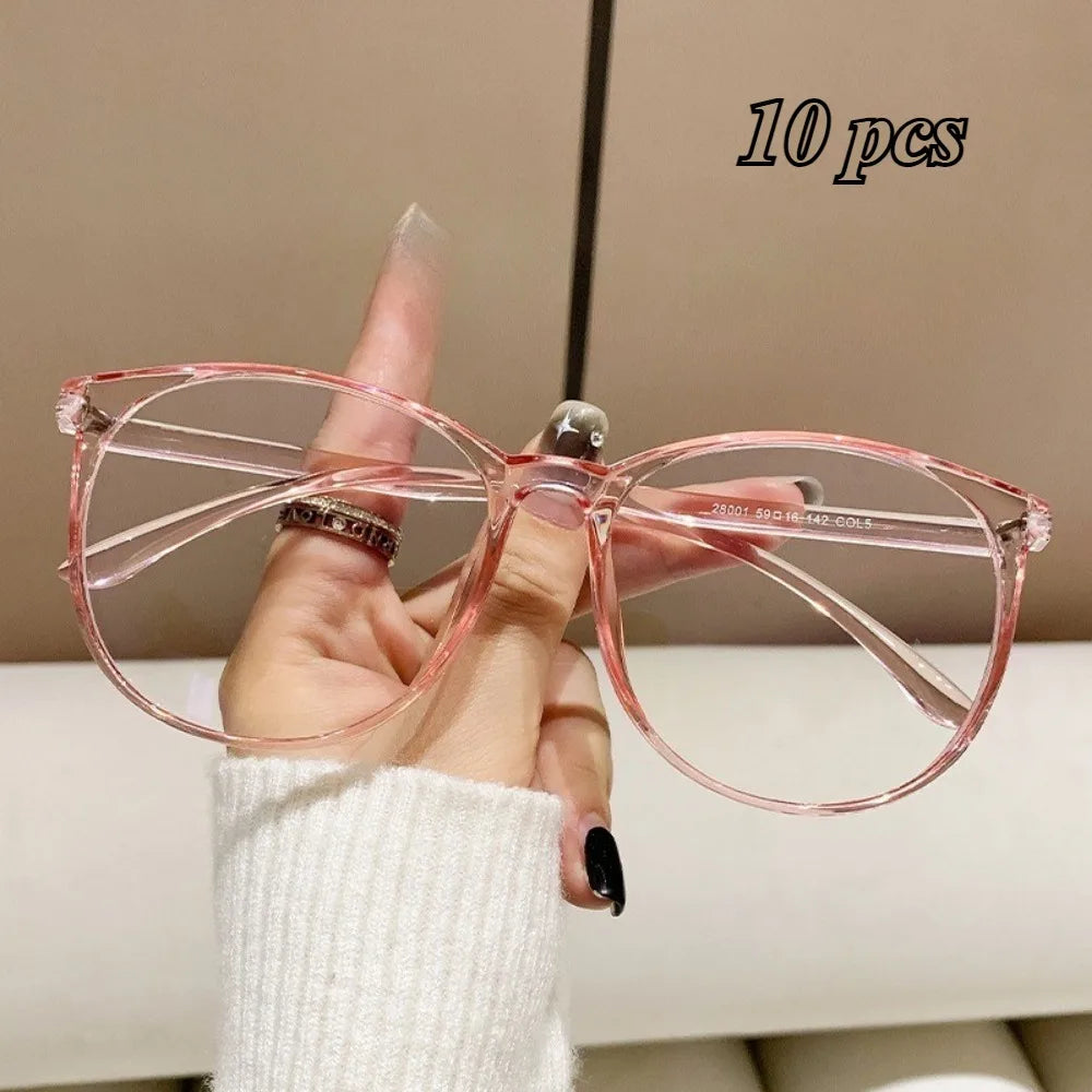 10PCS Fashion Oval Glasses  Anti Radiation Retro Eyeglasses for Woman Men  Anti Blue Light Eyewear