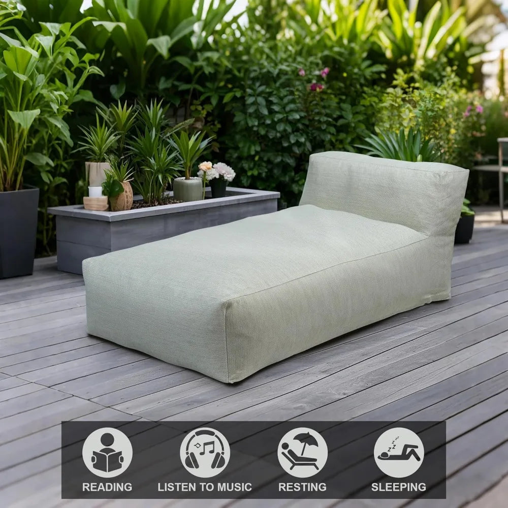 "Poolside Comfortable Foam Bean Bag Lounge Chair, Outdoor Waterproof Patio Sofa, Relaxing Daybed Couch"