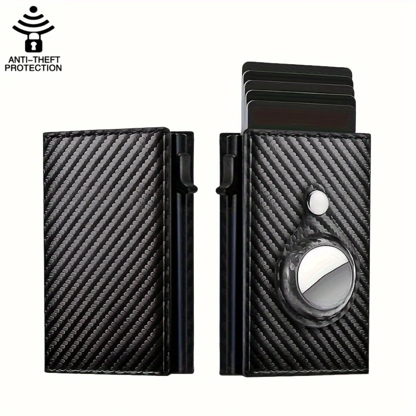 Elegant Plaid-Padded Classic Black Slim Wallet with Auto-Side Push Card Holder and RFID Block - Sleek PU Leather Money Clip Incl
