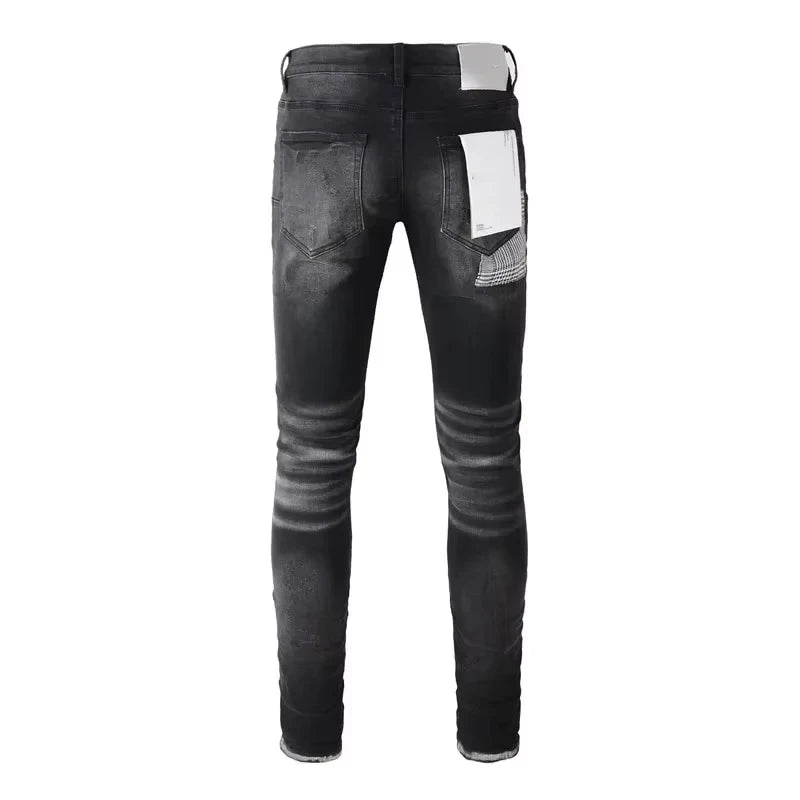 Men Jeans American High Street Black Pleated Basic Model New Fashion Trend High Quality Jeans
