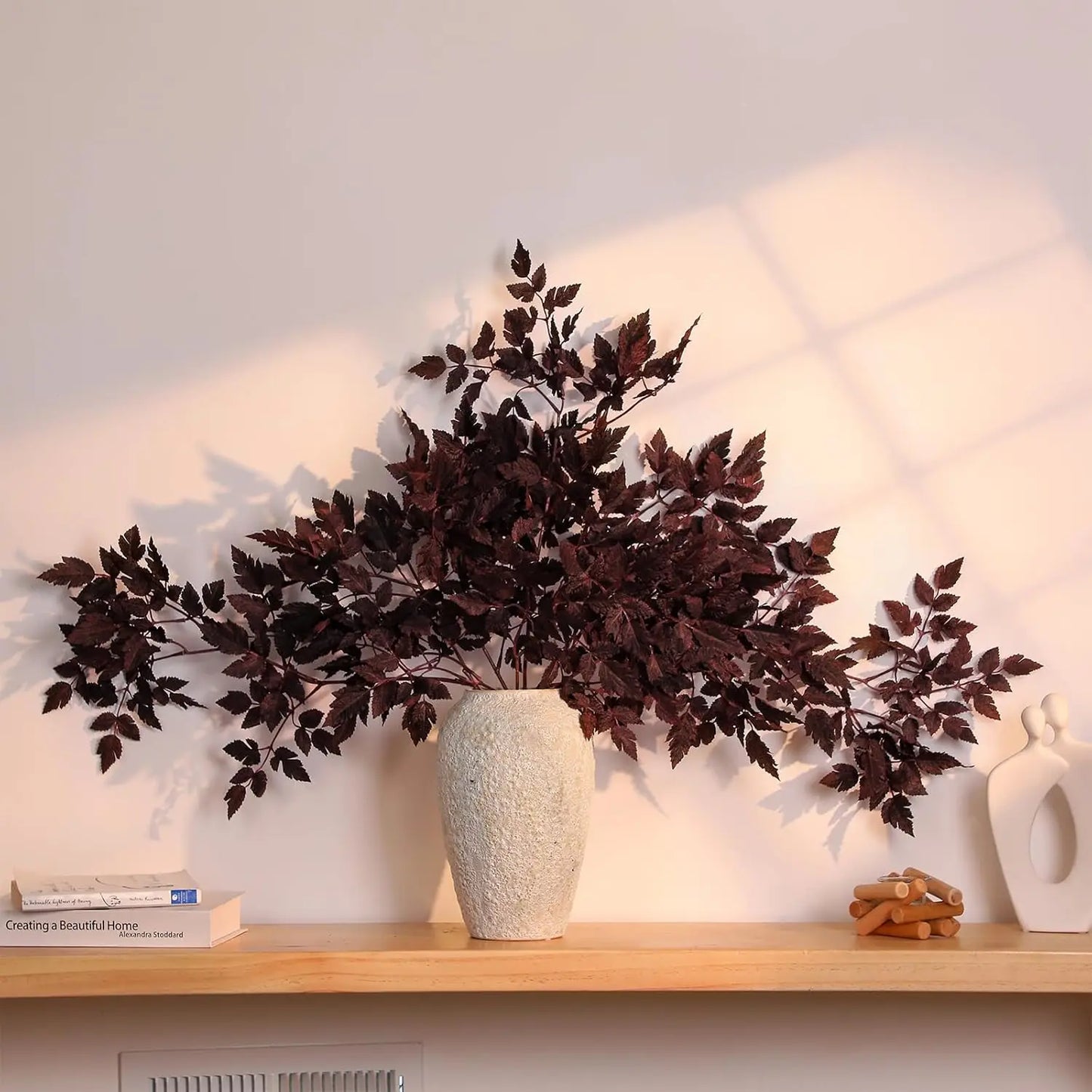 4-12 Pcs Artificial Cimicifuga Plant Leaf Farmhouse Vase Decor Spray Faux Plum Cimicifuga Ramosa Branch Stems for Home Table