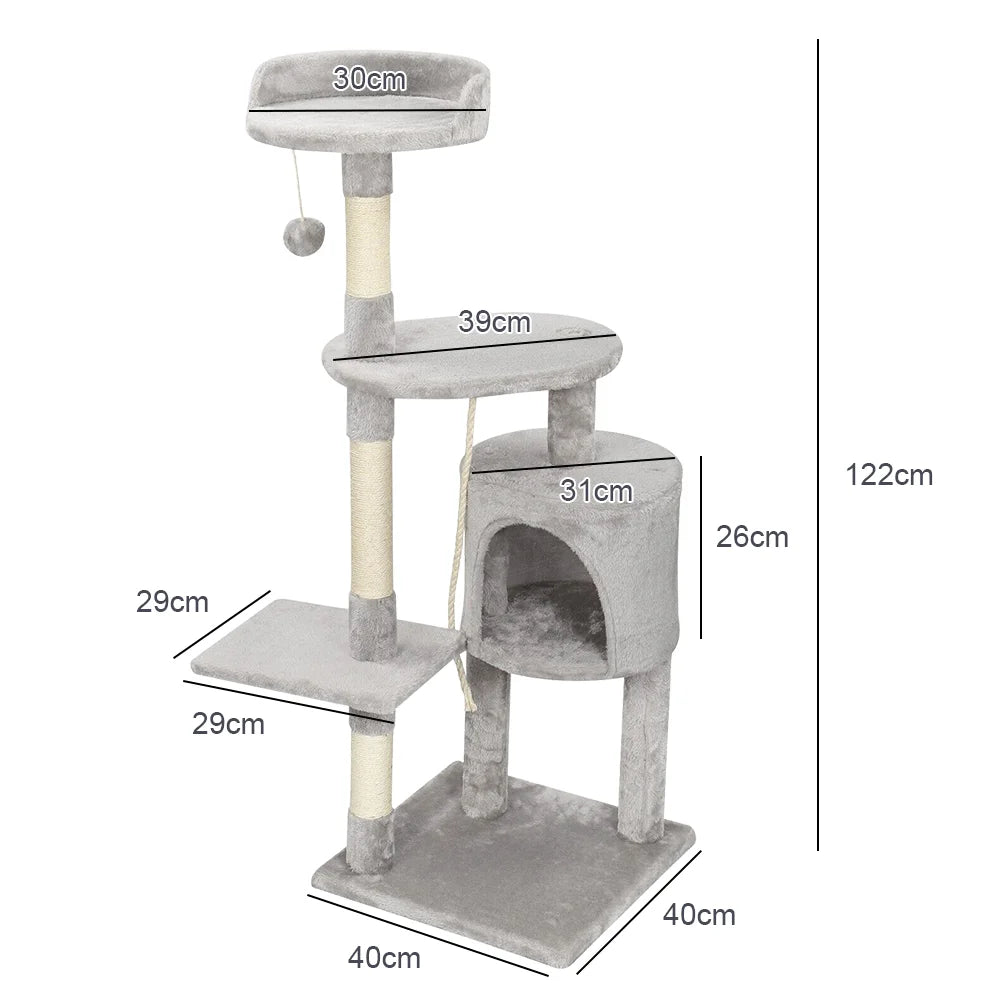 Cat Tree with Toy Cat Tower Condo for Indoor Cats Cat Tree House with Sisal Scratching Posts Plush Perch Cozy Hammock
