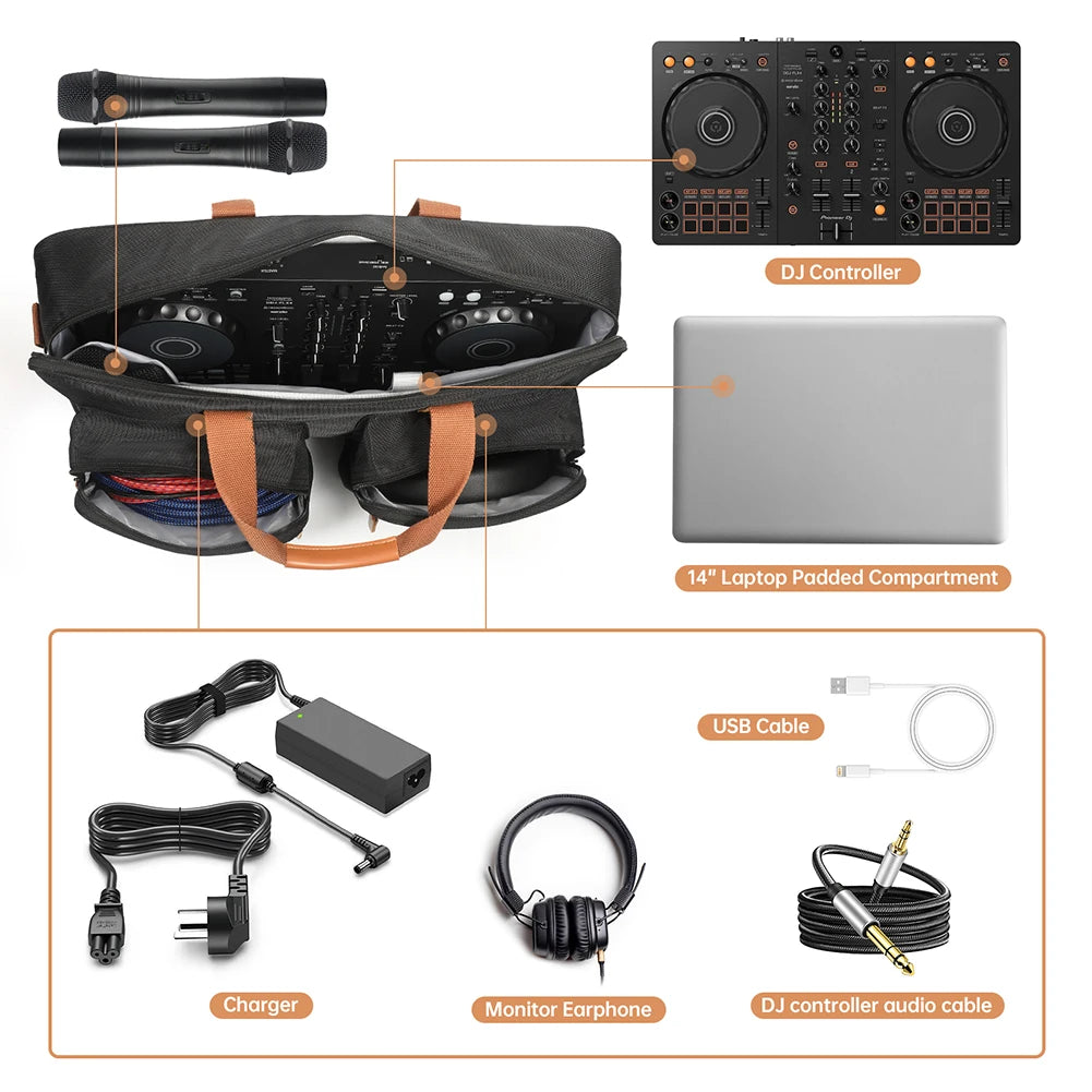 Portable DJ Controller Padded Storage Bags Scratch-resistant Protective Case with Sholder Strap for Pioneer DJ DDJ-FLX4 DDJ-REV1