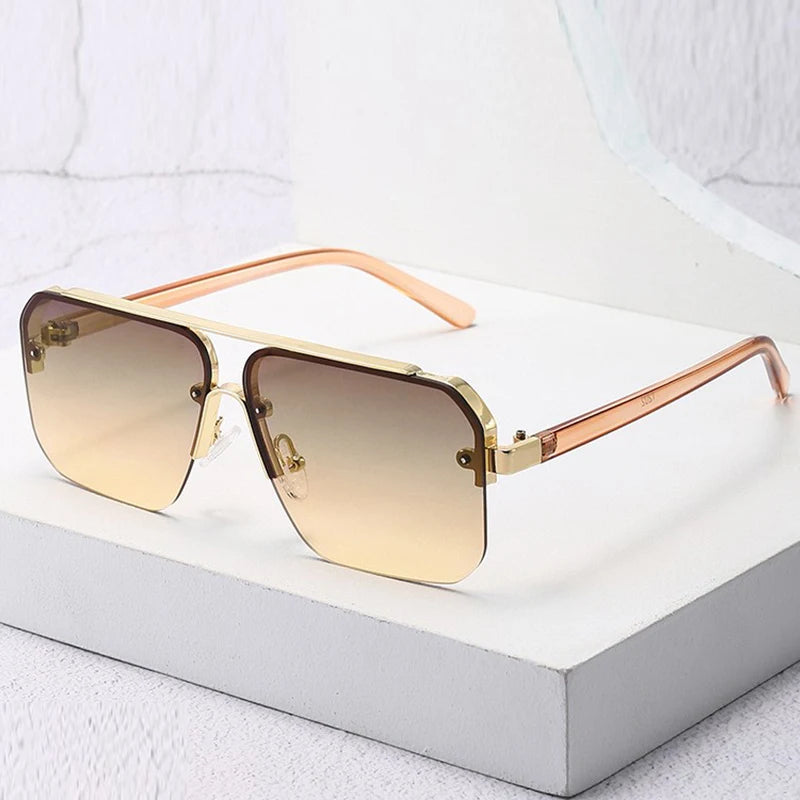2025 New Square Box Sunglasses Trend Fashion Sunglasses Men And Women Half -frame Car Sunglasses 1202