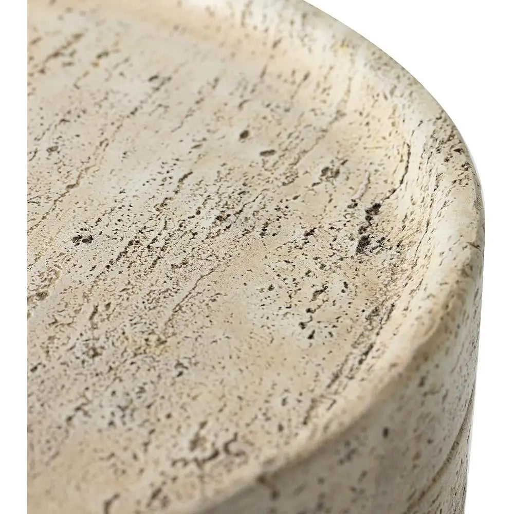 Concrete Side Table Set of 2 Outdoor Accent Table Round End Table Garden Stool Unique Modern Patio Furniture Stump Nightstand