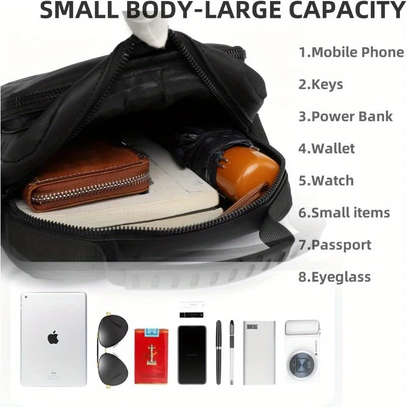 Messenger Sling Bags for Men Casual Oxford Small Zipper Crossbody Pouch Simple Mini Crossbody Phone Bag Male Side Shoulder Bag