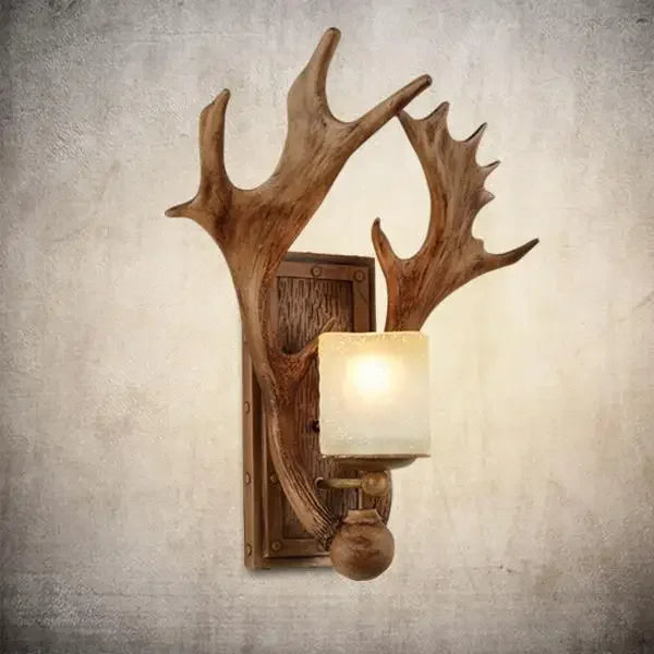 Retro Deer Horn Wall Lamp Living Room Bar Creative Deer Decoration Wall Lamp Hallway Bedroom Dining Room Dining Lighting
