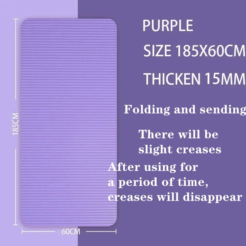 Yoga Mat Pilates Fitness Mat 15mm Thicknes Non Slip Yoga Cushion Travel Fitness Exercise Pad for Women Home Gym Floor Workout